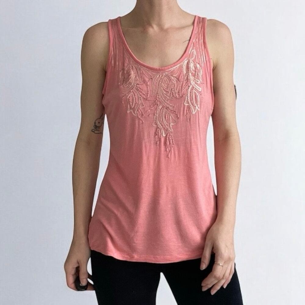 💙3 for $15 Apt. 9 Pink & Gold Sequin Beaded Tank Top